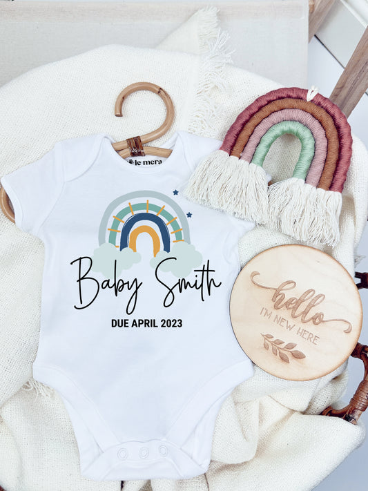 Baby Surname Due Date Baby Vest, Baby Grow