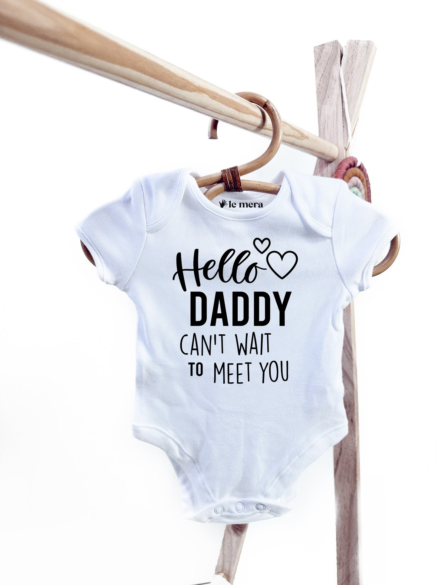 Hello Daddy Cant Wait to Meet You Baby Vest, Baby Grow