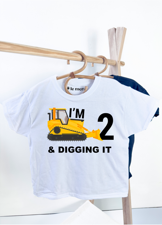 Personalised I'm Three and Digger It Kids T-Shirt