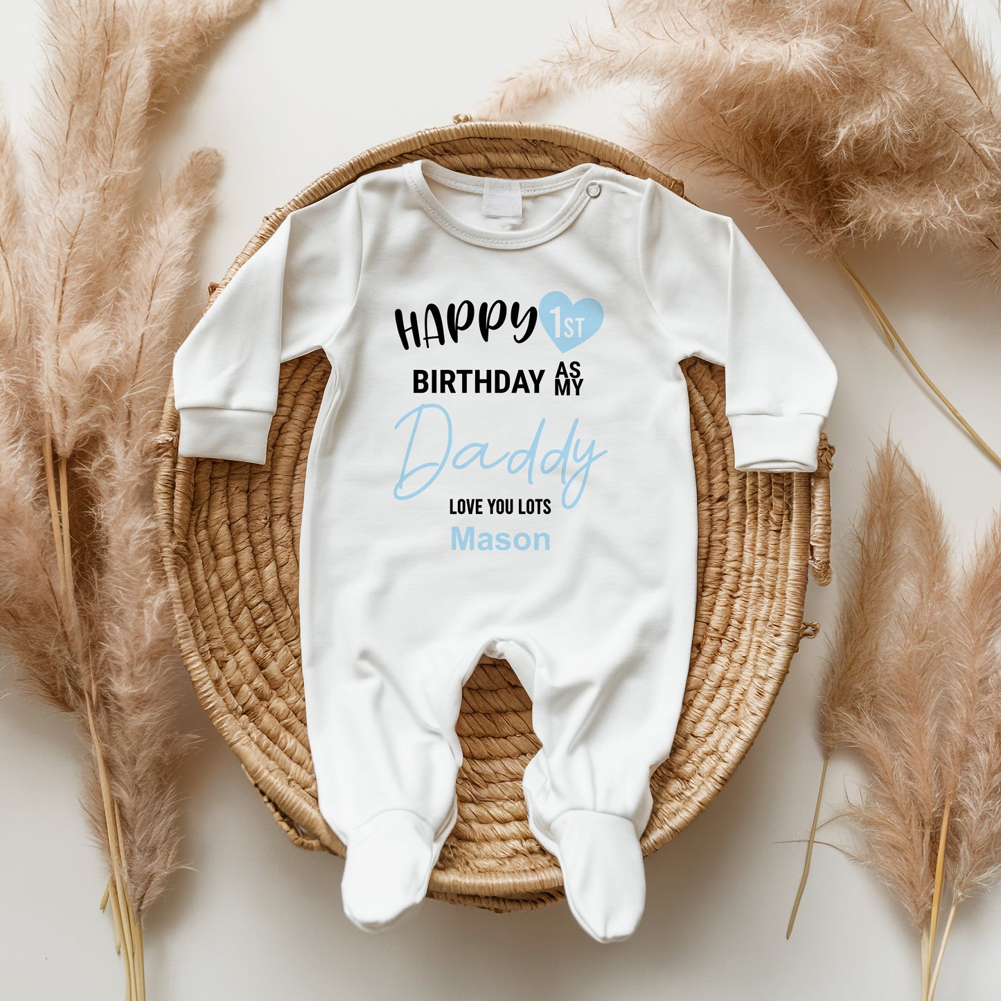 Personalised Happy First Birthday As My Daddy Sleepsuit, 1st Birthday Bodysuit