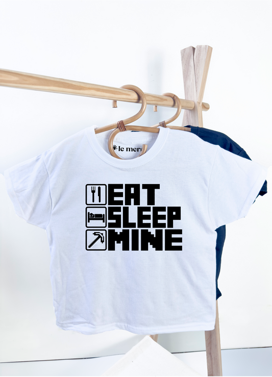 Eat Sleep Mine Repeat Kids T-Shirt, Kids Gaming Shirt