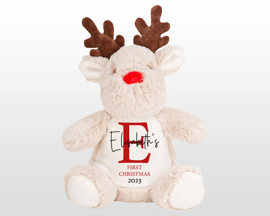 First Christmas Reindeer Rabbit Teddy, Reindeer Soft Toy , Christmas Gift, Rudolf Reindeer, Keepsake