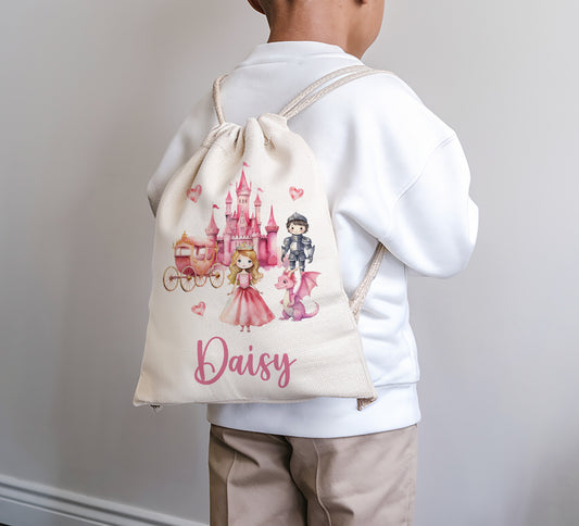 Personalised Girls Princess Drawstring Bag