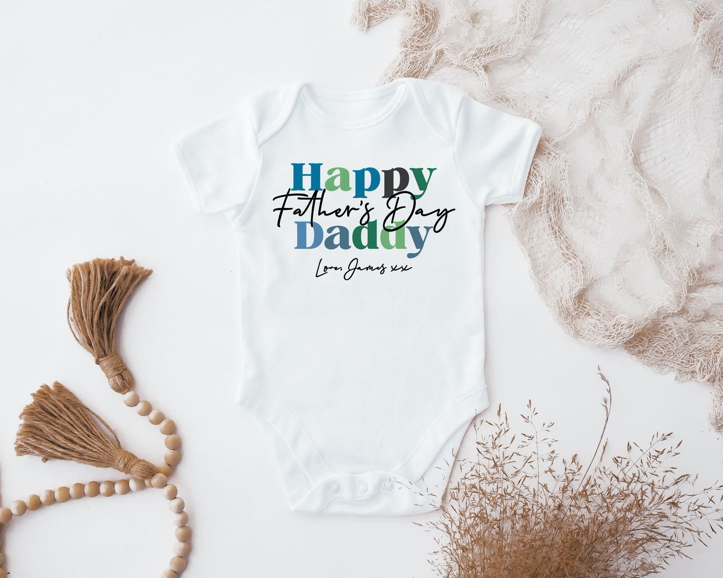 Custom Happy Fathers Day Daddy Baby Vest, Our First Fathers Day