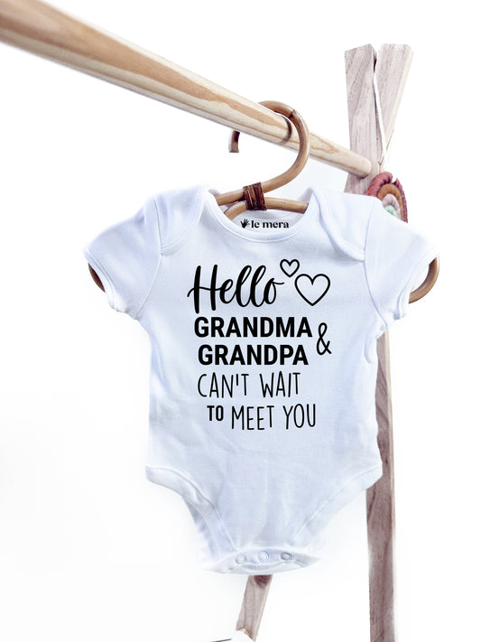 Hello Grandma and Grandpa Baby Vest, Baby Grow