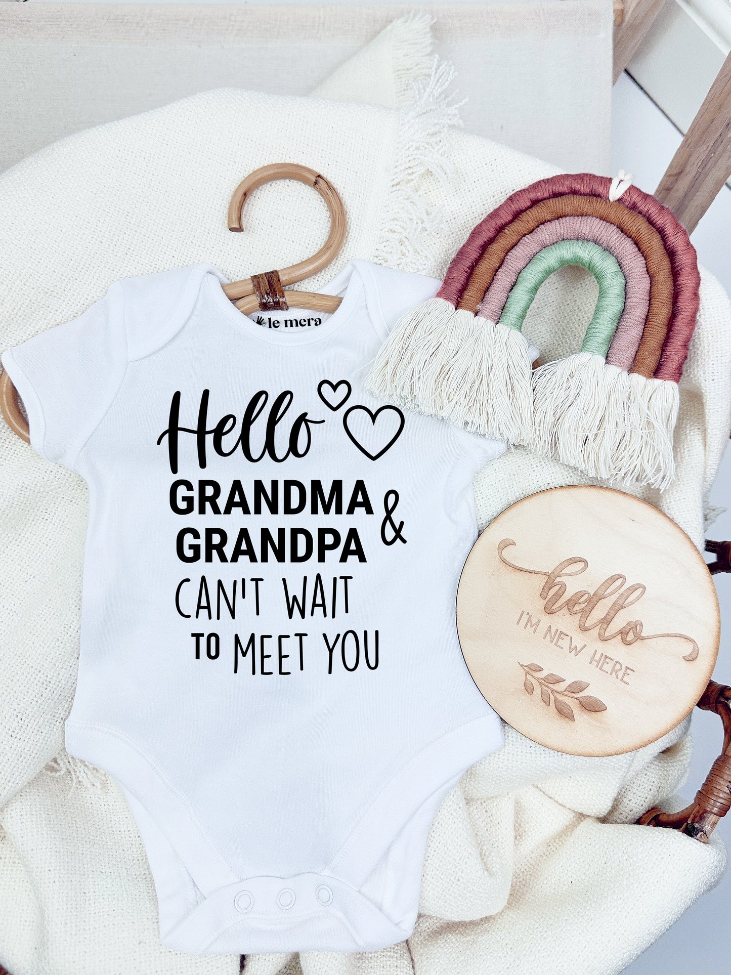 Hello Grandma and Grandpa Baby Vest, Baby Grow