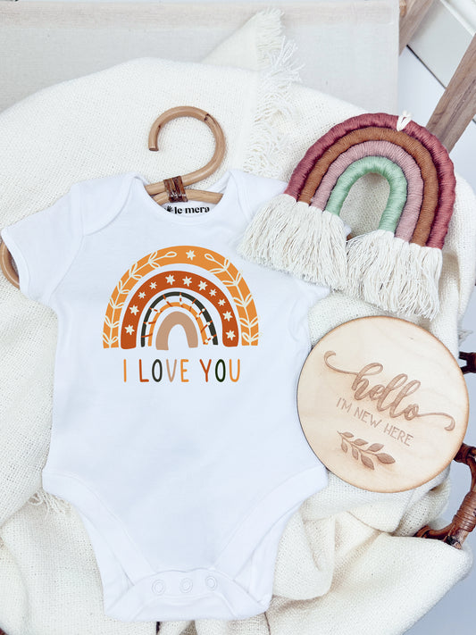 I Love You Rainbow Baby Vest, Baby Grow