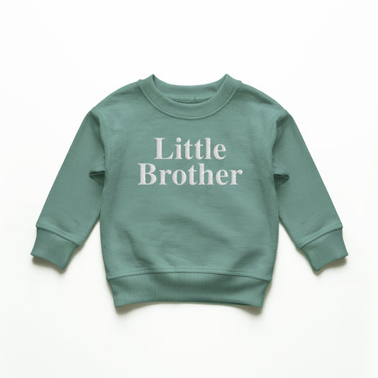 Sage Little Brother Embroidery Sweatshirt, Little Brother Sweater