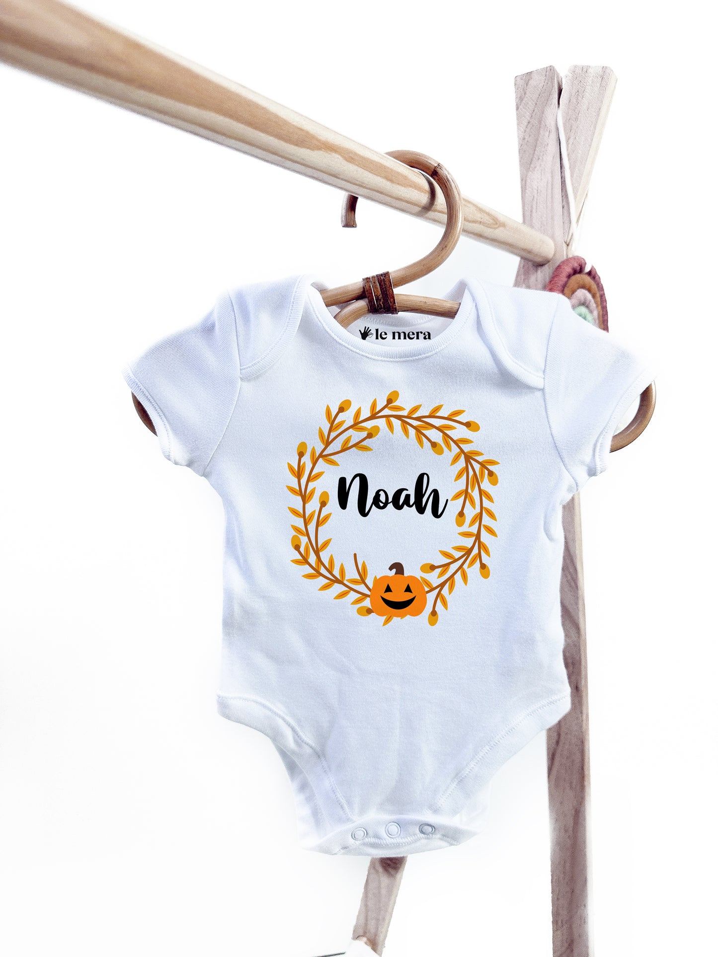 Custom Pumpkin Leaves Baby Vest, Baby Grow