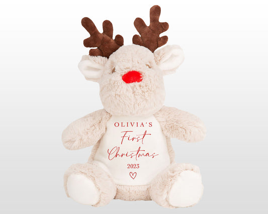 First Christmas Reindeer Teddy, Reindeer Soft Toy , Christmas Gift, Rudolf Reindeer, Keepsake