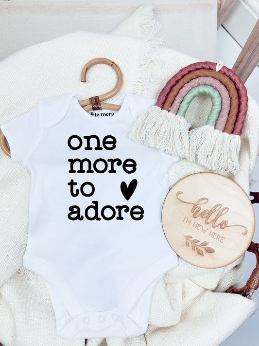 One More To Adore Baby Vest, Baby Grow, Coming Home Outfit