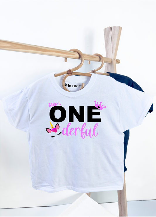 Miss Onederful Kids T-Shirt, First Birthday, Baby Grow