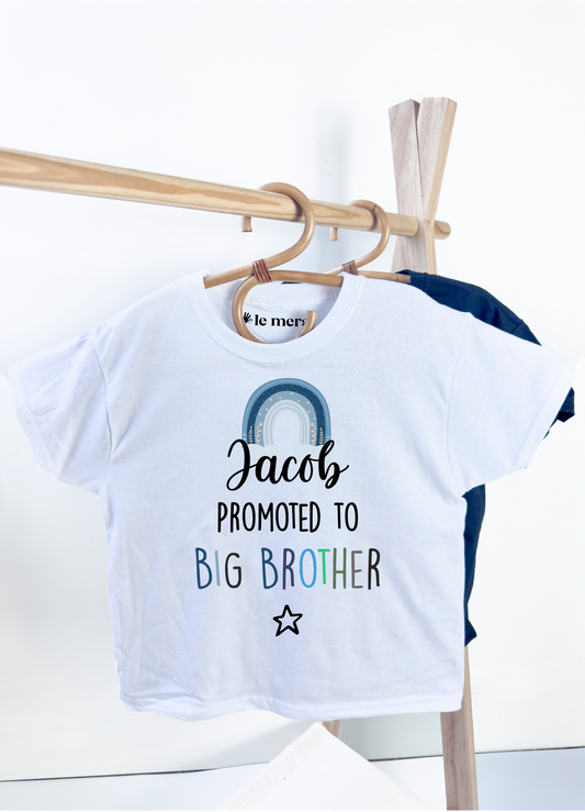 Personalised Promoted To Big Brother Kids T-Shirt, Rainbow Big Brother