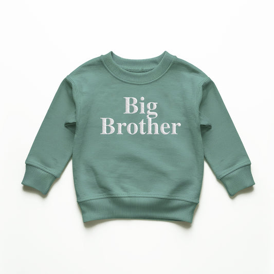 Sage Big Brother Embroidery Sweatshirt, Big Brother Sweater