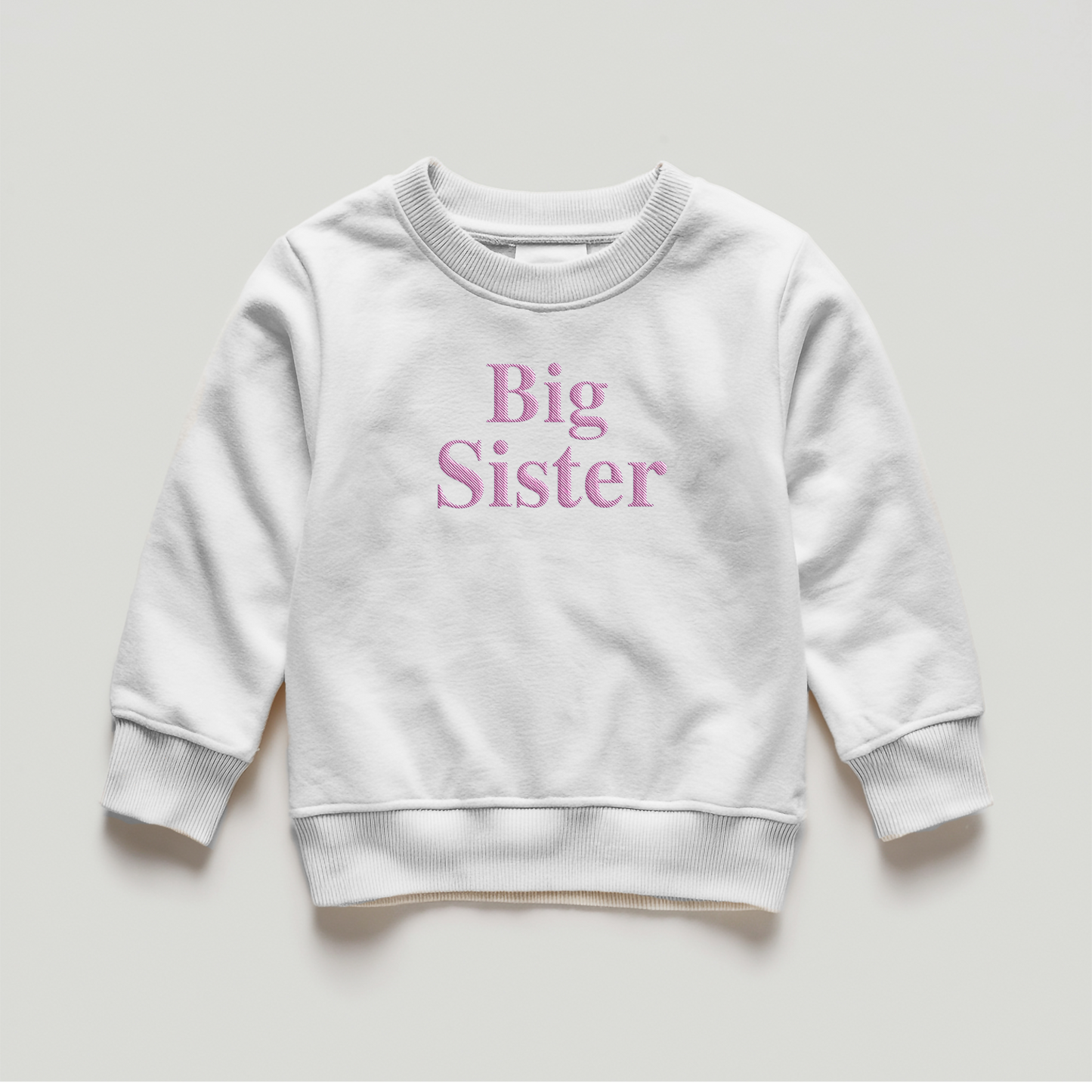 White Big Sister Embroidery Sweatshirt, Big Sister Sweater