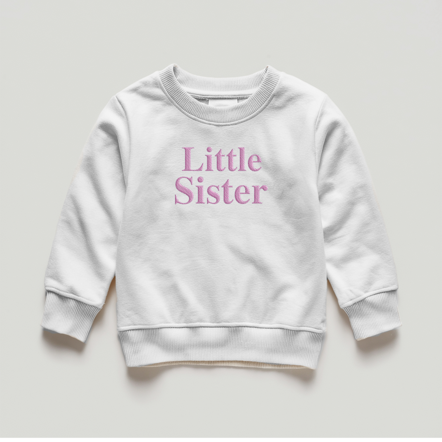 White Little Sister Embroidery Sweatshirt, Little Sister Sweater