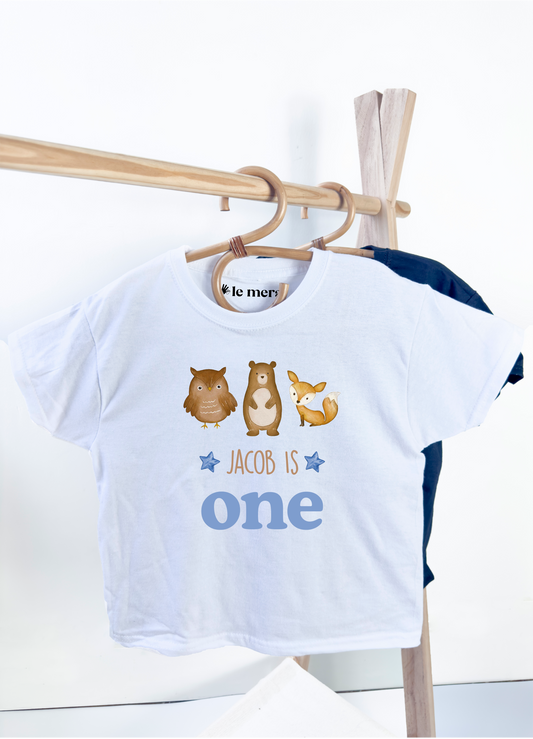 Personalised Woodland Birthday Kids T-Shirt