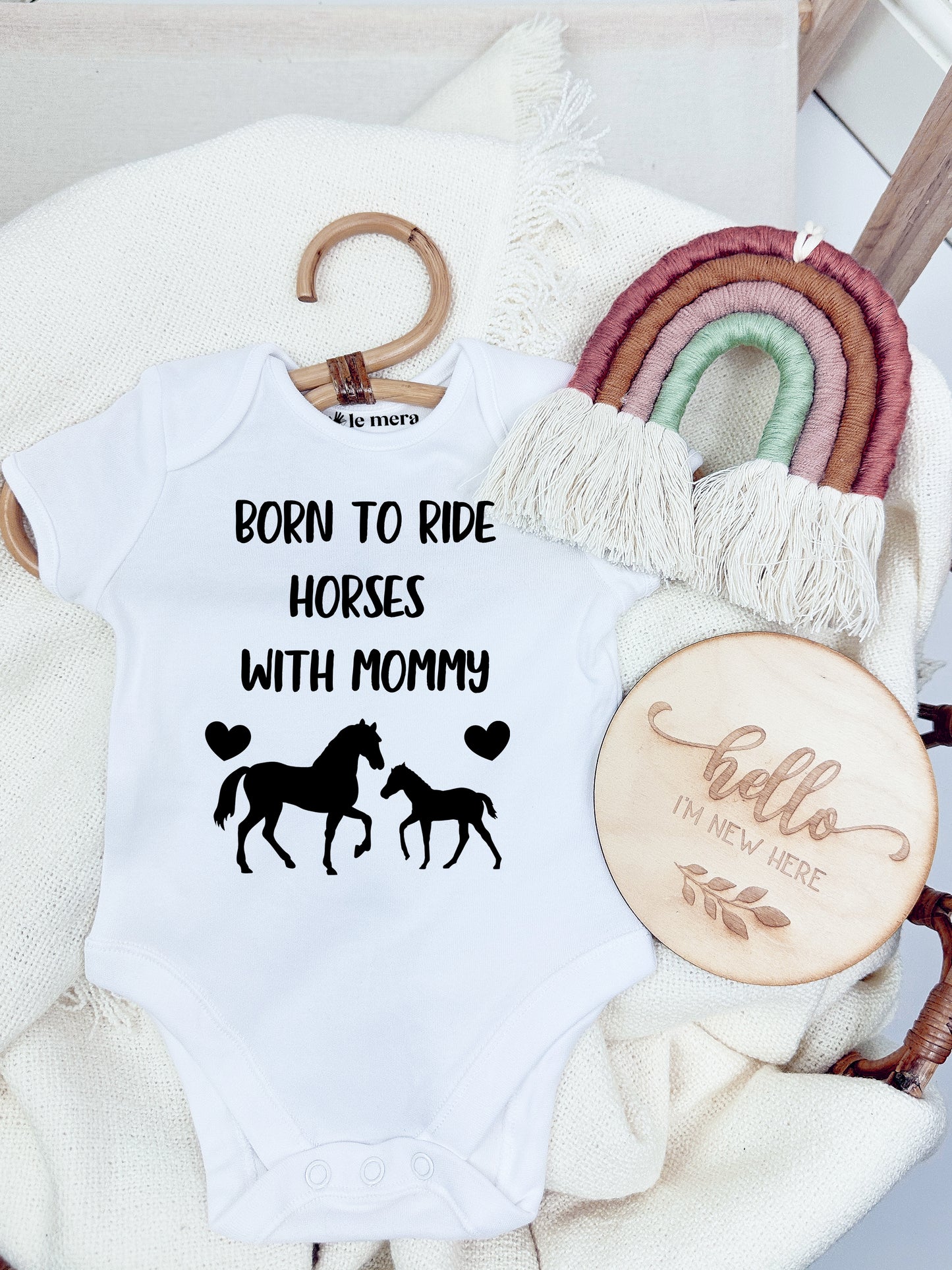 Born to Ride Horses With Mommy Baby Vest, Baby Grow