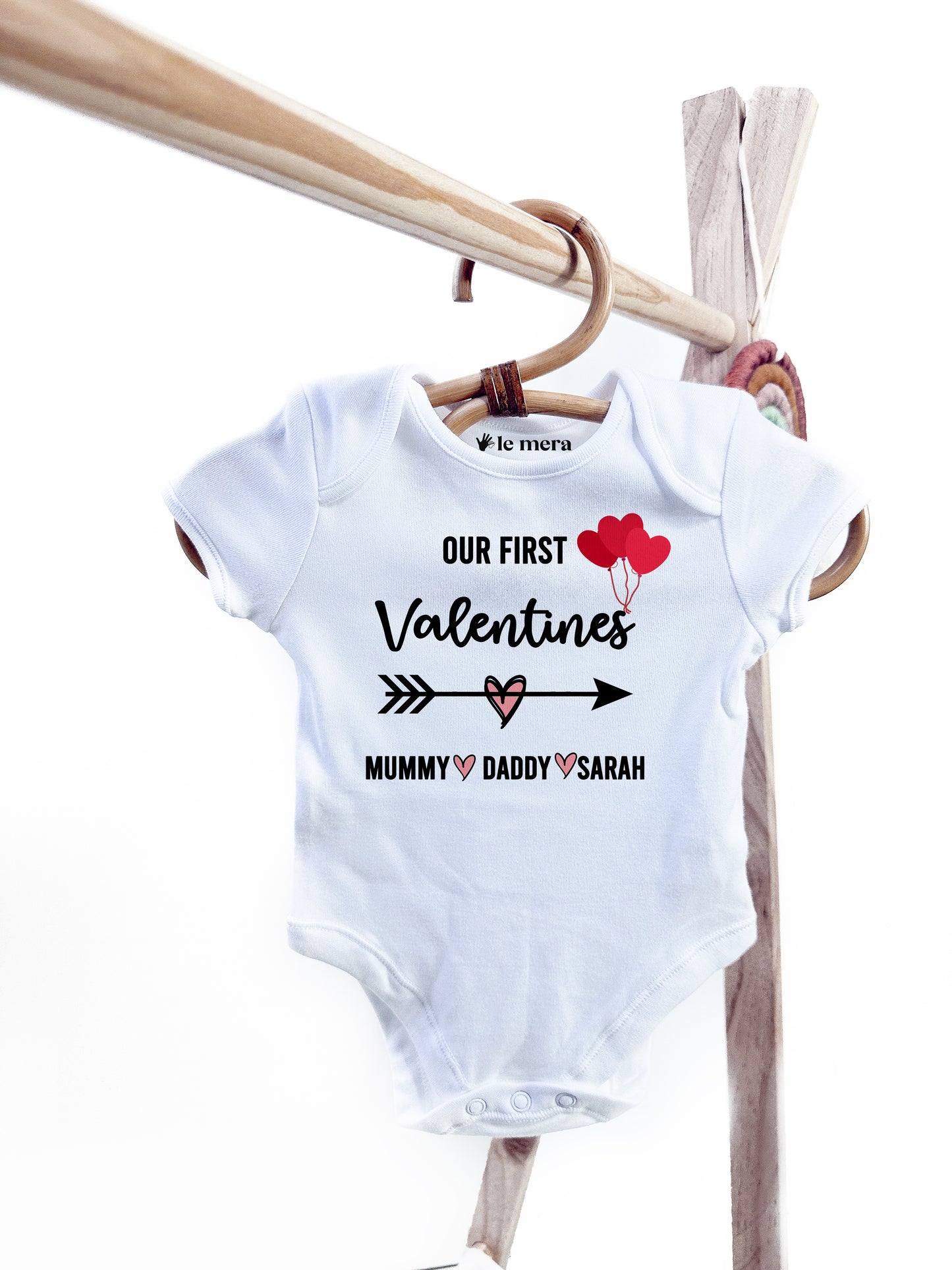 Personalised Our First Valentines Baby Vest, Baby Grow