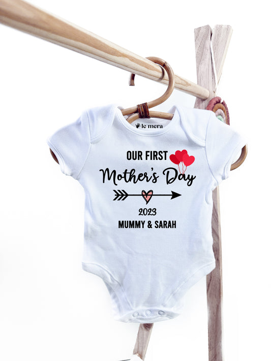 Personalised Our First Mothers Day Baby Vest, Baby Grow