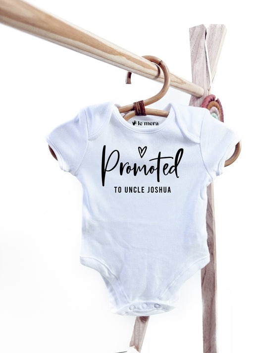 Personalised Promoted To Uncle Baby Vest, Baby Grow