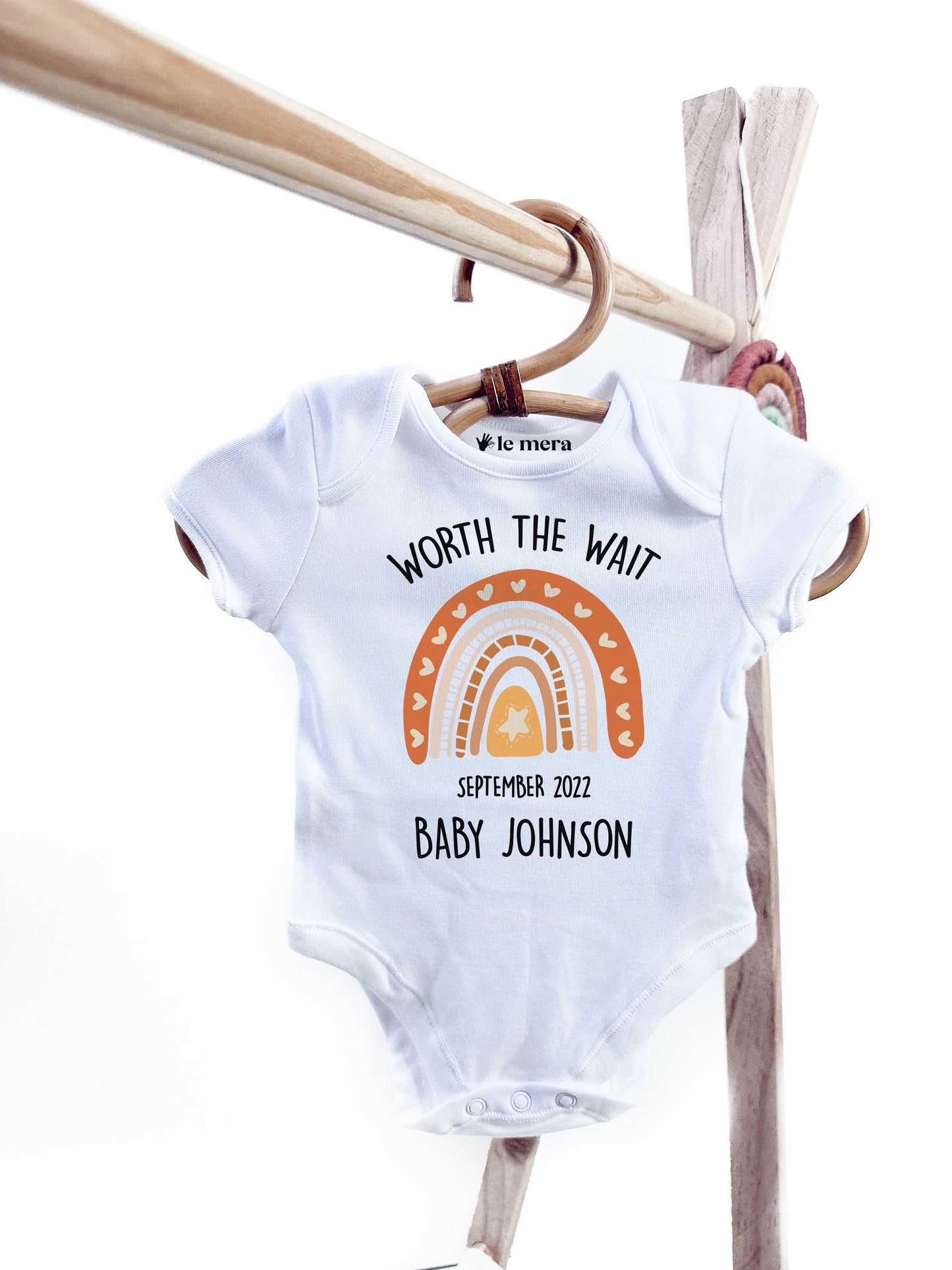 Personalised Worth The Wait Rainbow Baby Vest, Baby Grow