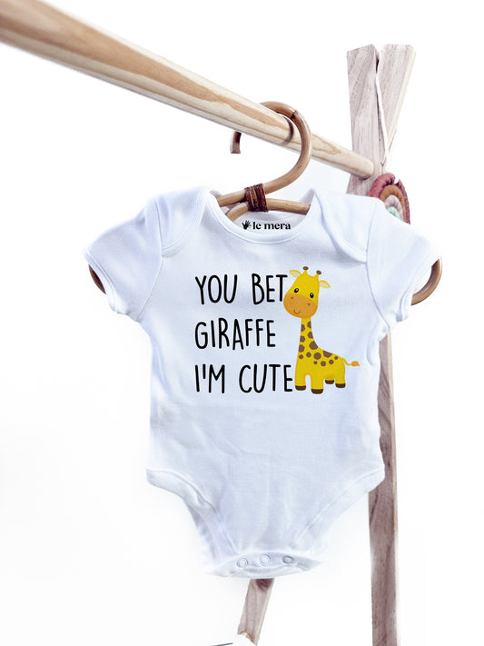 You Bet Giraffe I'm Cute Baby Vest, Baby Grow