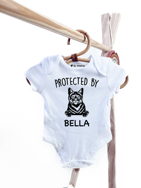 Protected By "Cat Bread" Baby Vest, Baby Grow Baby Vest, Baby Grow