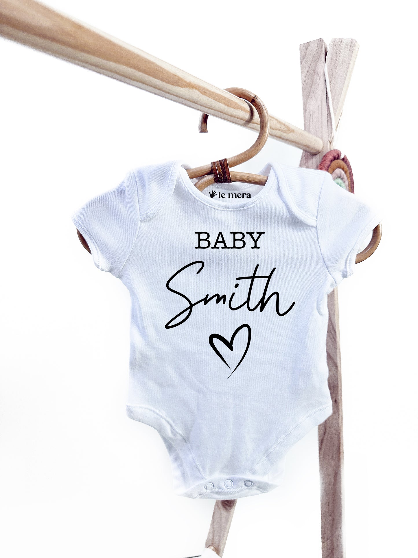 Baby Surname Heart Baby Vest, Baby Grow