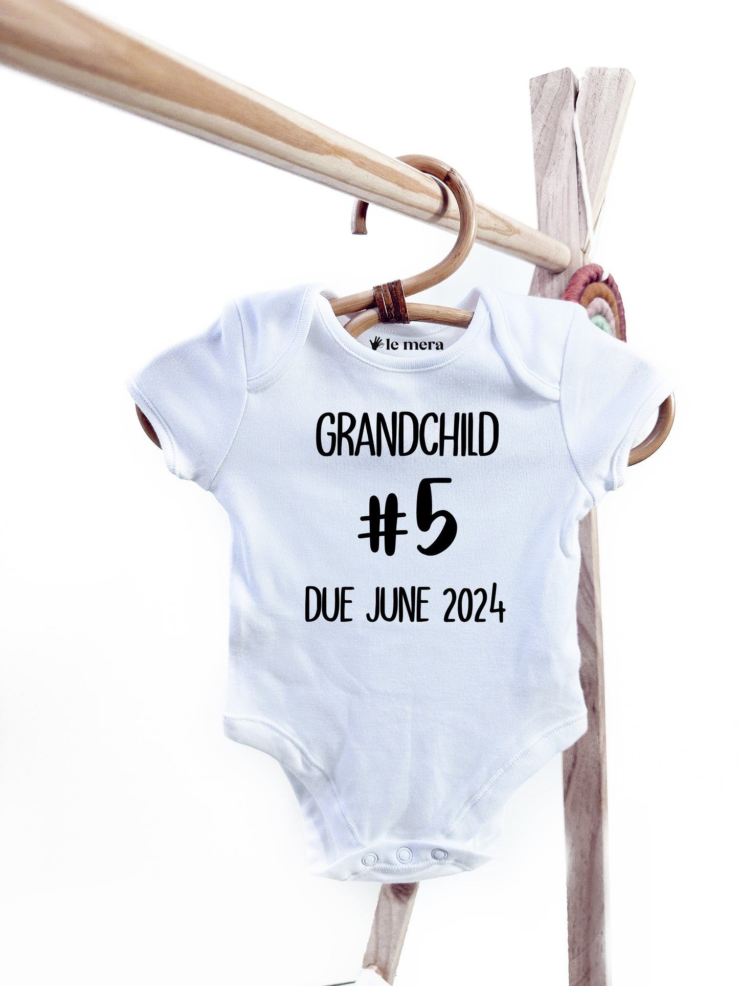 Custom Grandchild Number Baby Vest, Baby Grow, Due Date