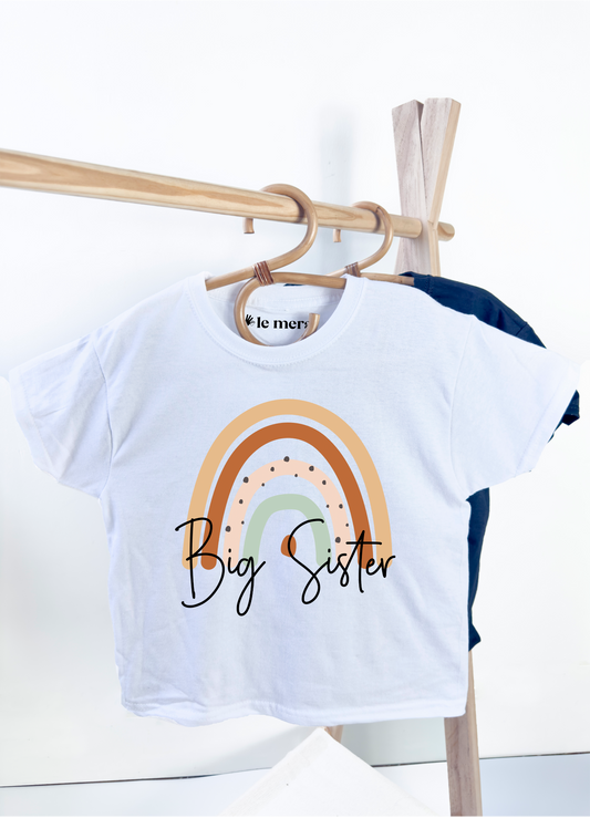 Boho Big Sister Kids T-Shirt, Rainbow Kids T-Shirt