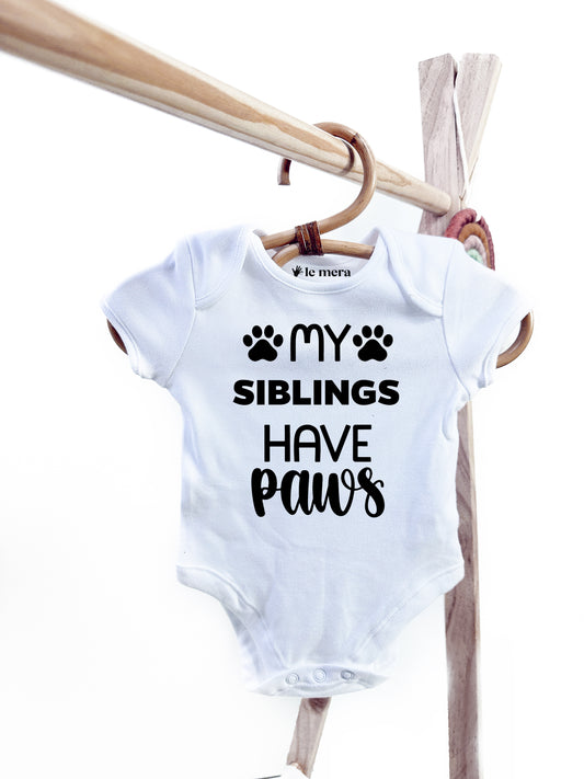 My Siblings Have Paws Baby Vest, Baby Grow