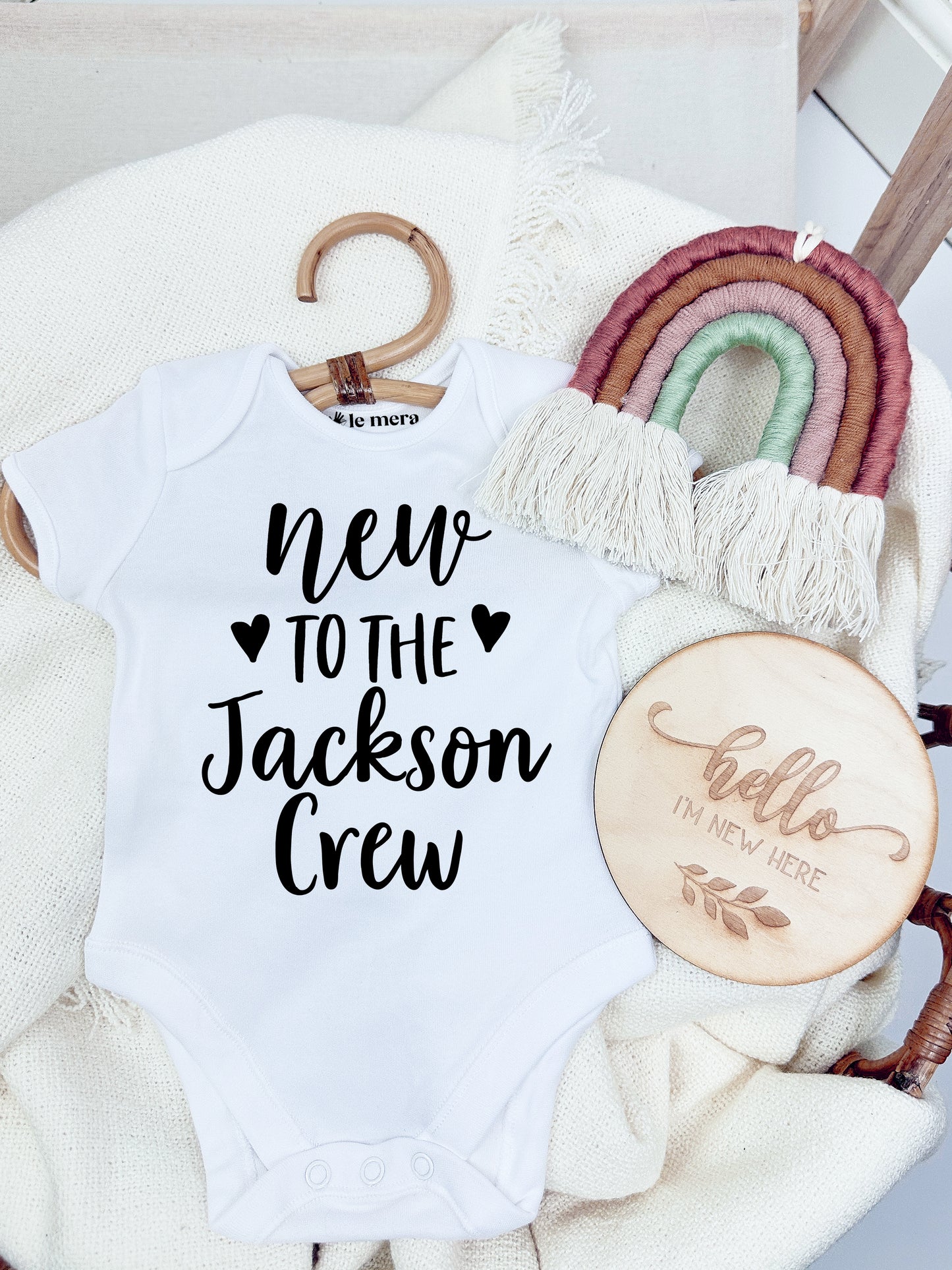 Personalised New To The Crew Baby Vest, Baby Grow