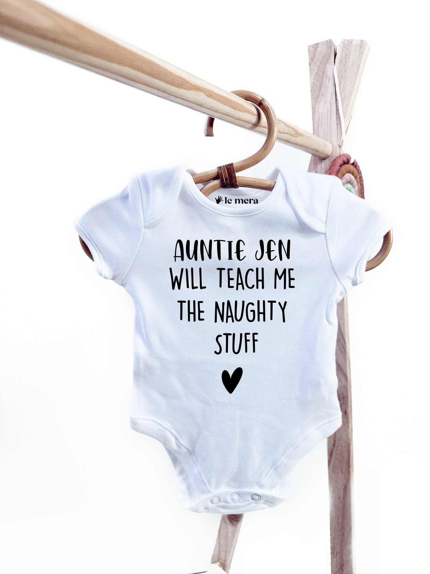 Personalised Auntie will teach me the Naughty stuff Baby Vest, Baby Grow