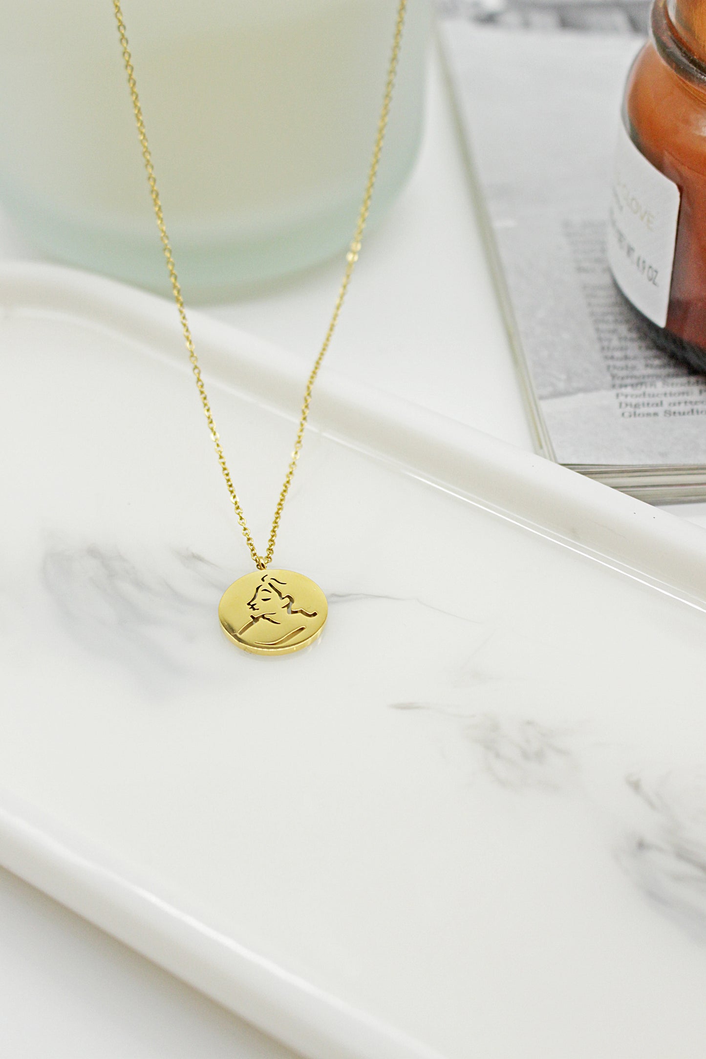 Portrait Gold Necklace