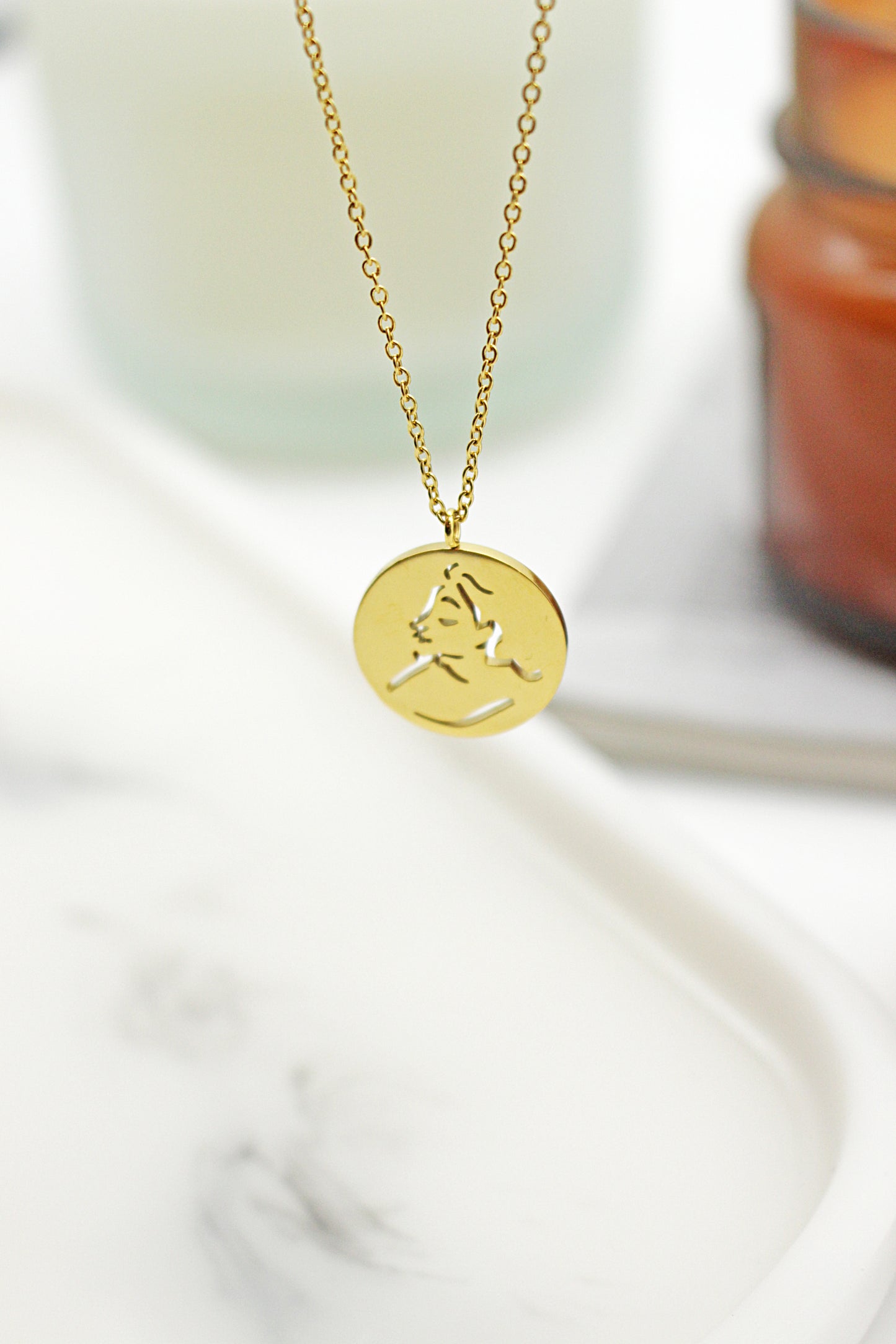 Portrait Gold Necklace