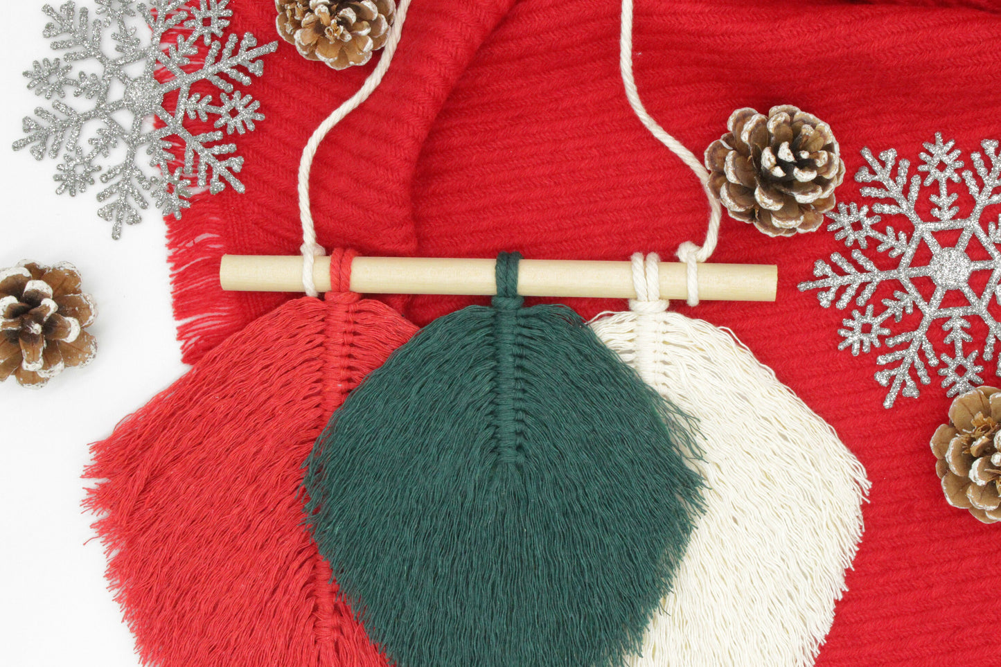 Christmas Macrame Feather Wall Hanger