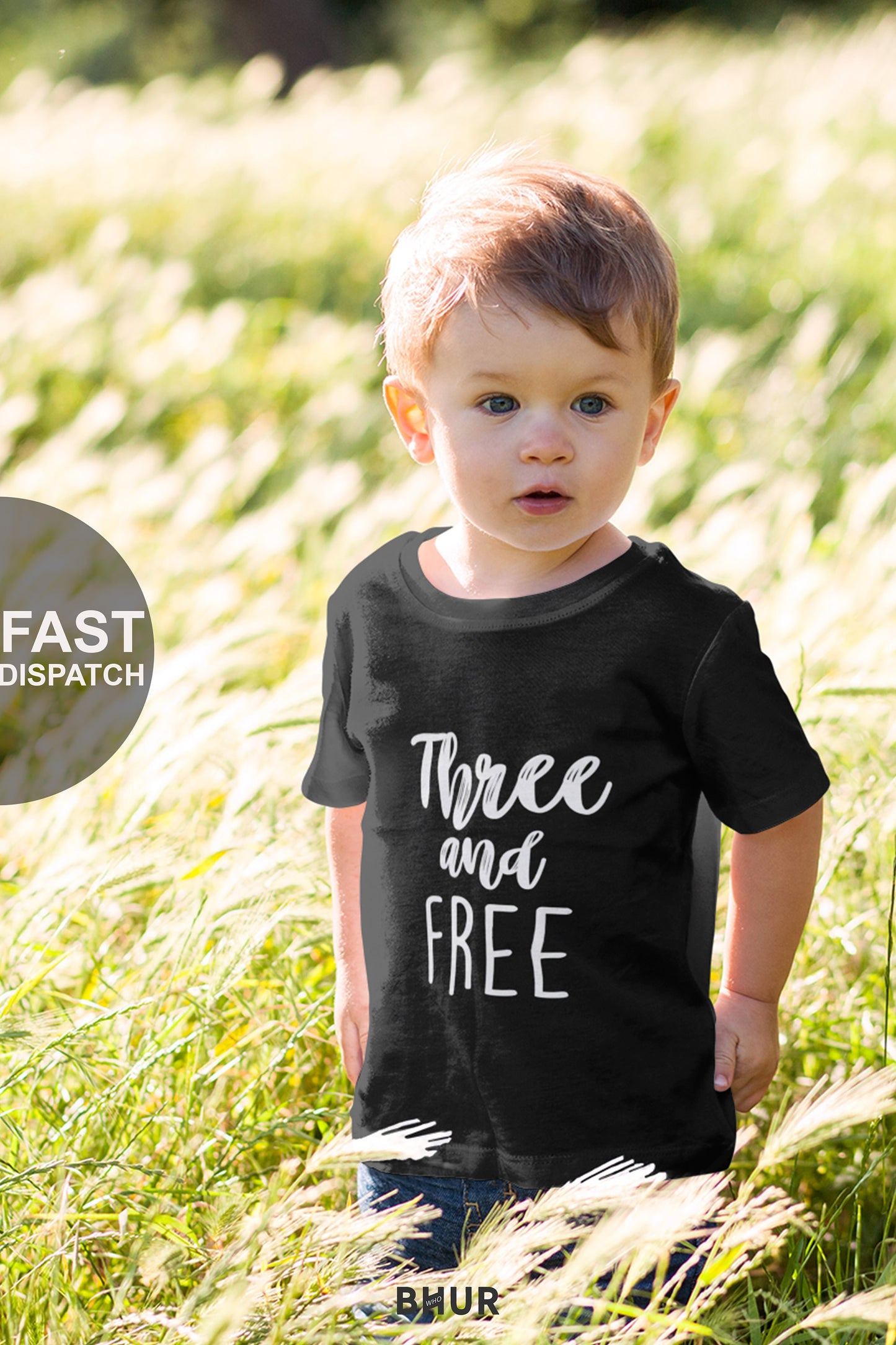 Three and Free Kids T-Shirt, Kids Funny T-Shirt, Unisex Childrens Shirt, Birthday T-Shirt