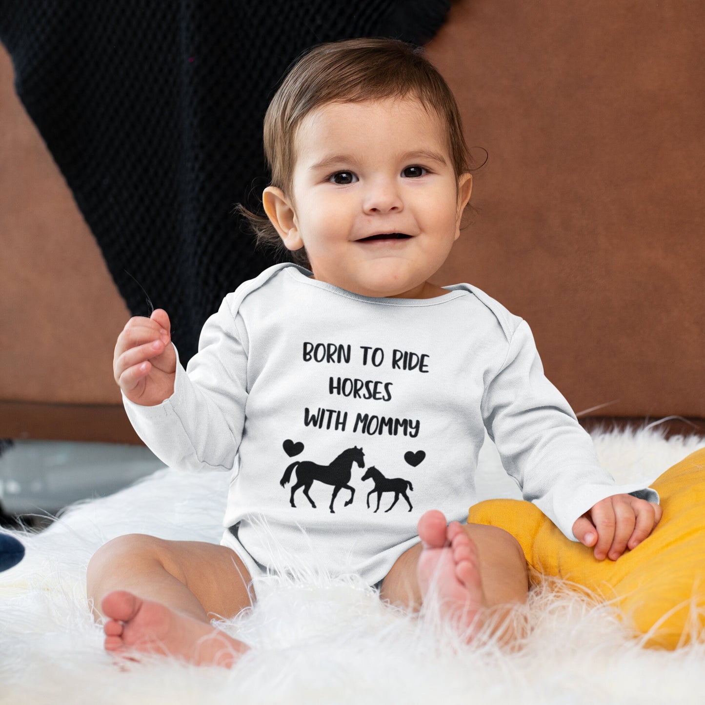 Born to Ride Horses With Mommy Baby Vest, Baby Grow