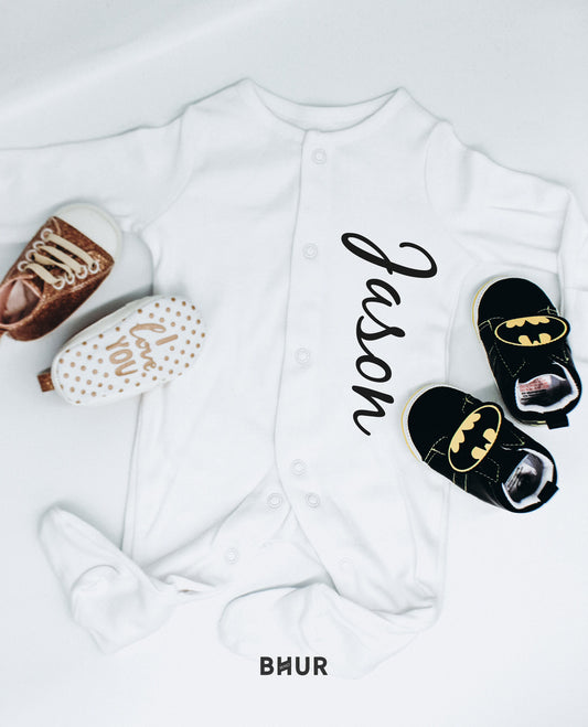 Personalised Baby Name Sleepsuit, Baby Arrival