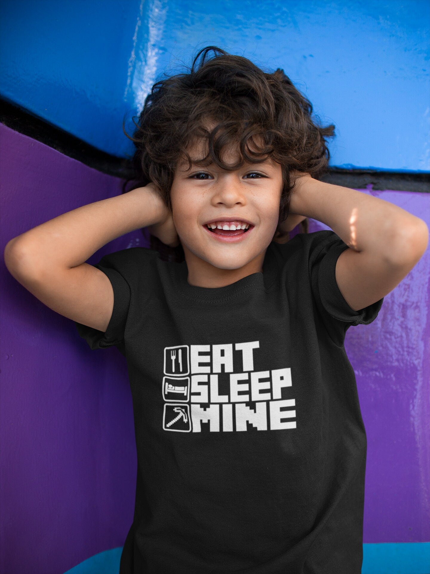 Eat Sleep Mine Repeat Kids T-Shirt, Kids Gaming Shirt