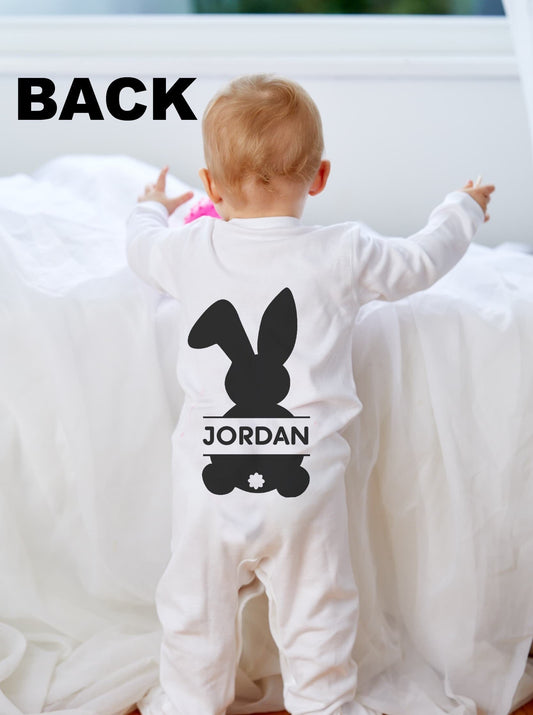 Personalised Bunny Sleepsuit , Baby Grow, Baby Vest