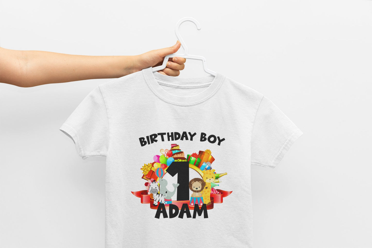 Personalised Animal Birthday Girl/Boy Kids T-Shirt