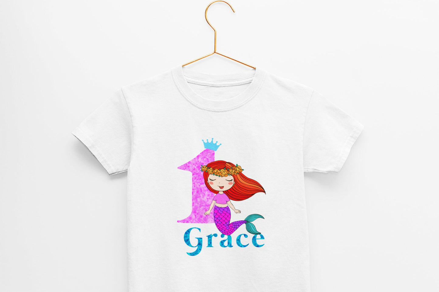 Girls Personalised Mermaid Birthday T-Shirt