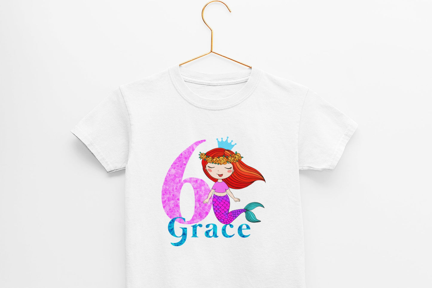 Girls Personalised Mermaid Birthday T-Shirt