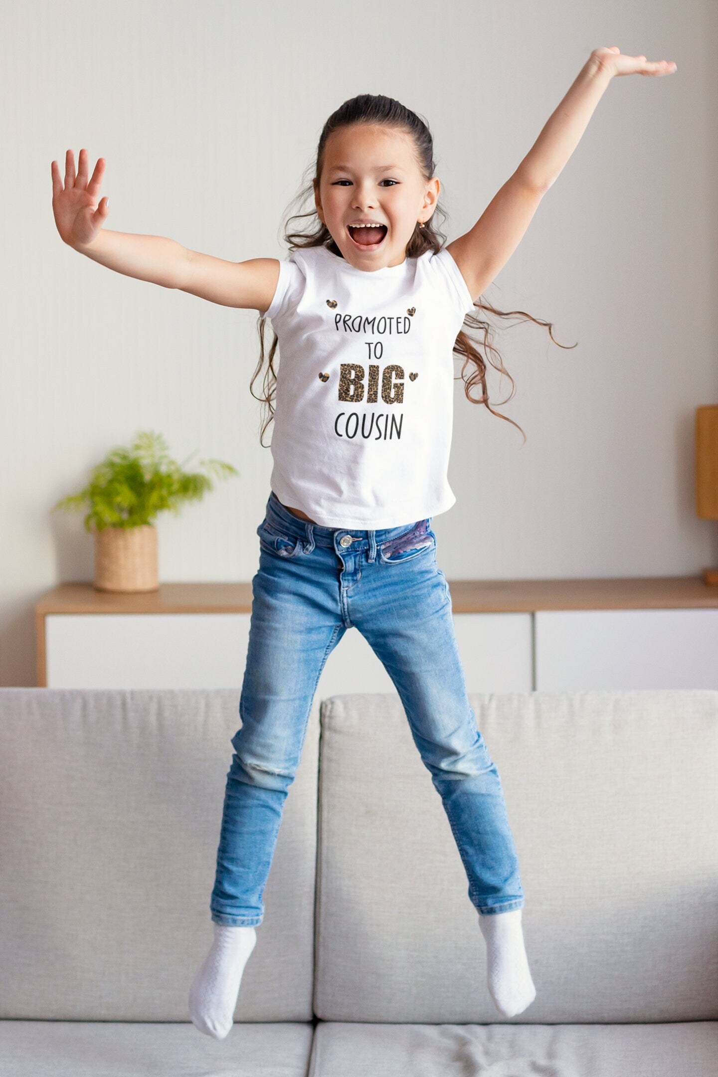 Promoted to Big Cousin Kids T-Shirt, Leopard Print
