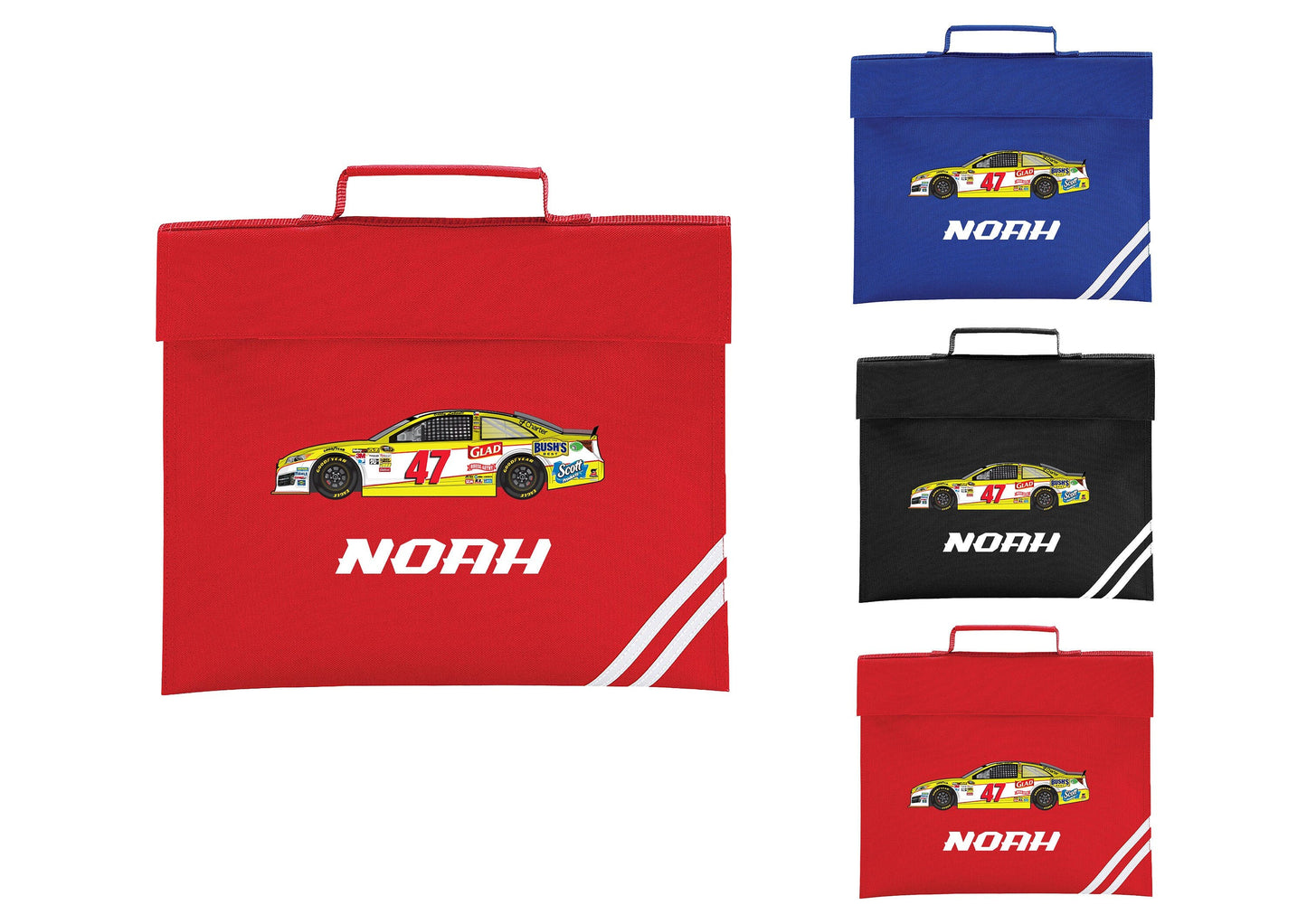 Personalised Race Car School Bag, Classic Kids Book Bag