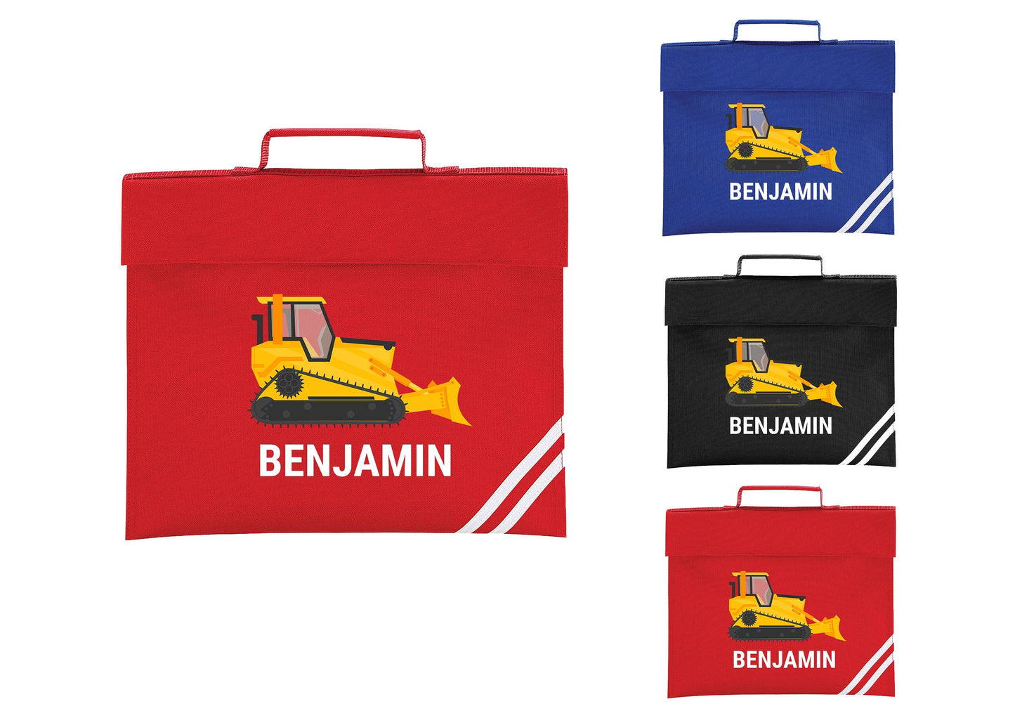 Personalised Digger School Bag, Classic Kids Book Bag