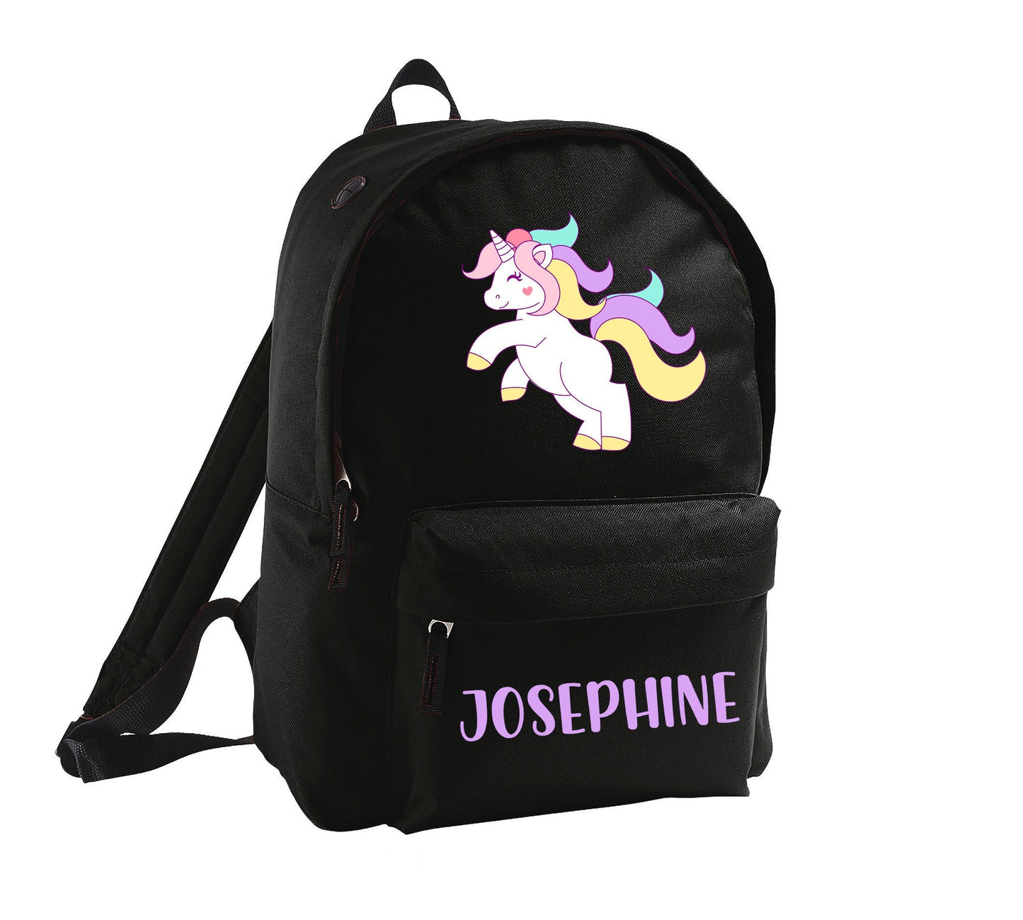 Personalised Unicorn Backpack, Any Name Girls Backpack, Pink Black Grey Unicorn Backpack, Back To School