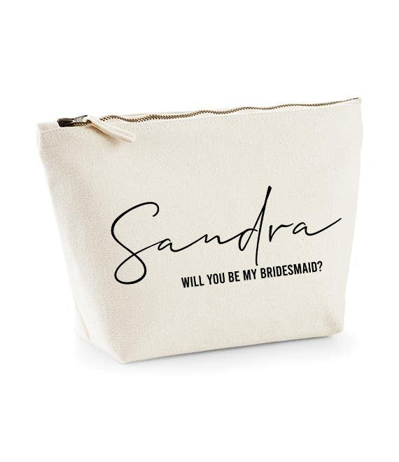 Personalised Bridesmaid Make up Bag, Will you be Bridesmaid Makeup Bag, Bridesmaid Gift, Maid of Honour, Proposal Bag, Wedding Bags